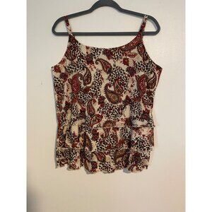 One Step Up Womens 2X Tiered Paisley Tank Top Sleeveless Lightweight Casual Wear